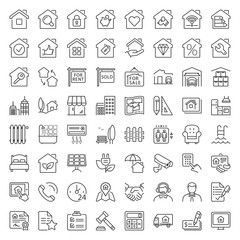 real estate thi line icons