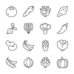 vegetables line icons 2