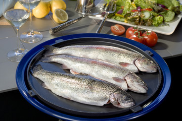 Fresh raw sea fish ready to be cooked. Mediterranean seafood cui