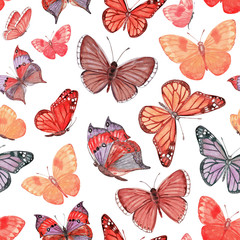 vintage seamless texture with beautiful flying butterflies. wate