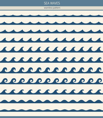 Set of seamless patterns with stylized waves