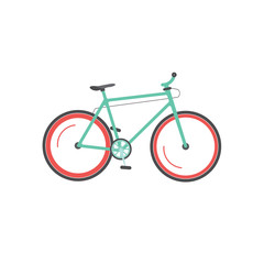Fototapeta premium Ilustracja wektorowa rowerów na białym tle, płaski styl górski rower w ruchu, ikona cyklu