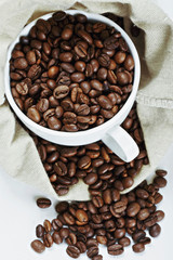 White cup with coffee in bag