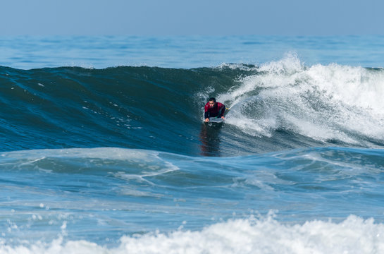 Bodyboarder in action