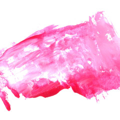Vibrant pink paint stain texture on white background. Artistic backdrop.