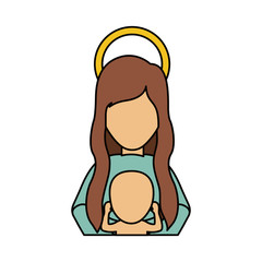 Mary and baby jesus cartoon icon. Holy night family christmas and betlehem theme. Isolated design. Vector illustration