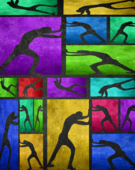 push colored digital illustration with human silhouettes