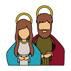 Mary and joseph icon. Holy night family christmas and betlehem theme. Isolated design. Vector illustration