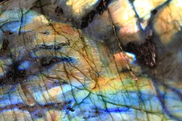 Fototapeten Labradorit mineralischer Hintergrund © jonnysek