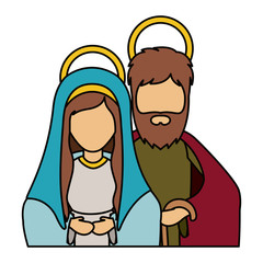 Mary and joseph icon. Holy night family christmas and betlehem theme. Isolated design. Vector illustration