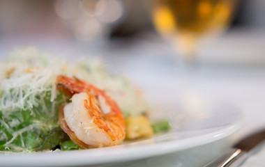 Caesar salad with shrimps
