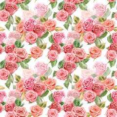 seamless texture with roses. watercolor painting