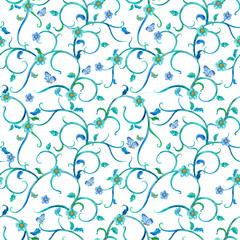 cute seamless texture with floral motif. watercolor painting