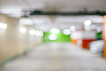 Blurred image Parking garage - interior shot of multi-story car