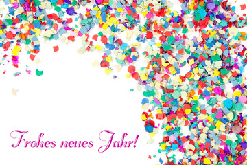 Obraz premium Hintergrund mit Konfetti: Frohes neues Jahr!