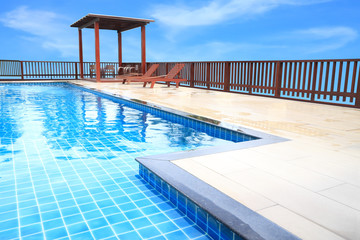 Border path of pool on deck public building