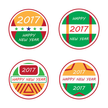 happy new year 2017 colorful badge set,vector Illustration EPS10