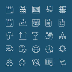 transport and logistics white thin line iconset