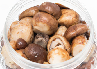 pickled mushrooms in the pot