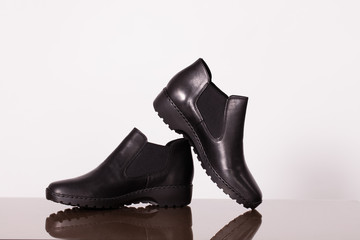 Black shoes for women on white background