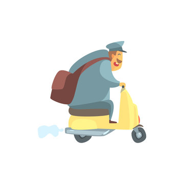 Chubby Postman On Small Scooter