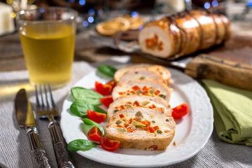 Turkey breast stuffed with  vegetables