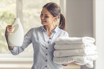 Woman washing clothes