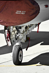F16 aircraft detail with landing gear