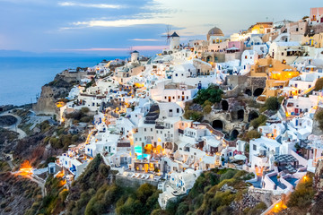 Oia village at sunset, Santorini island, Greece