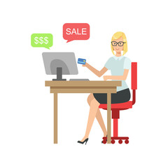 Woman On-line Shopping With Credit Card