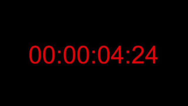 Footage of a red counter isolated on a black screen - 10sec.