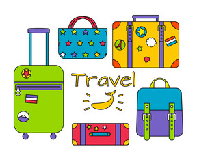 Vector set of travelling bags
