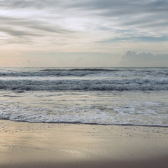 beautiful summer sea, sunshine on sand beach background