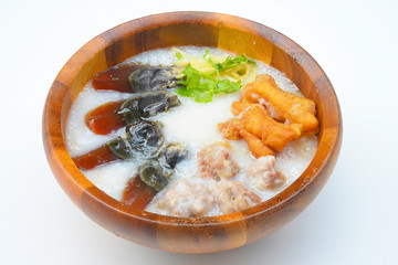 Congee with preserved eggs , boiled rice soup
