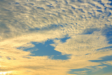 Beautiful atmosphere of the cloud sky at sunset.