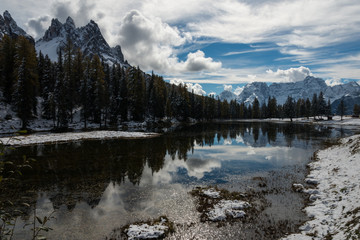 colorful autumn in the montains Dolomite Alps