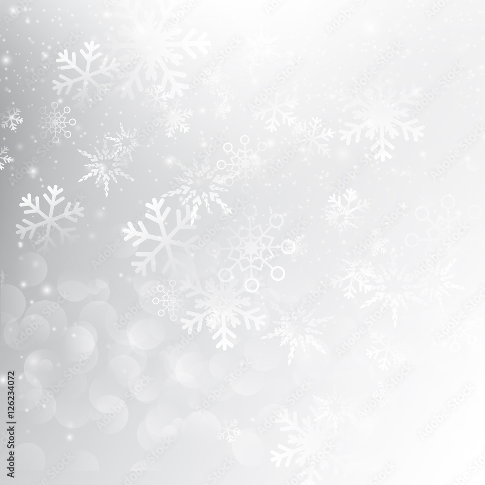 Poster snow fall with bokeh abstract grey background vector illustratio
