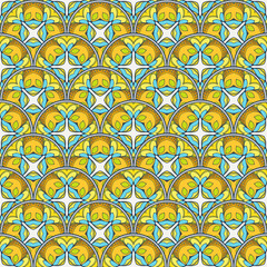 Patch Boho Flower Seamless Pattern. Mandala patchwork, oriental design. Wallpaper, furniture textile, fabric print, tile deco.