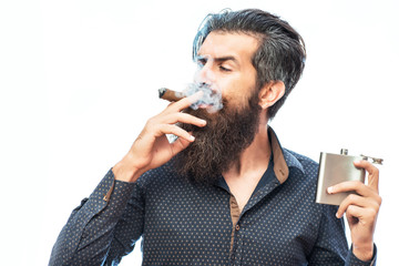 bearded man with alcoholic beverage