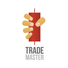 Stock market vector illustration. Forex market trading. Hand hold a candle