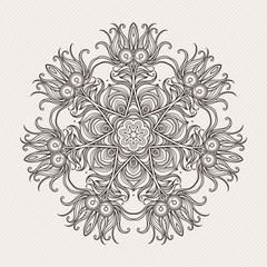 Vector mandala. Mehndi lace tattoo. Art Nouveau weave.