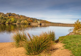 Autumn colours on Fermilee Reservoir, The Goyt Valley, Peak District, UK