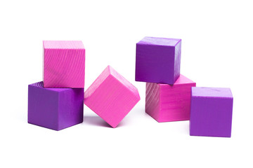 colored children cubes on  white isolated background