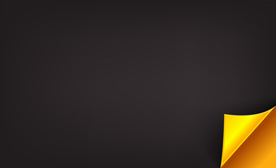 Luxury black background with golden folded corner. Vector illustration for premium retail store.