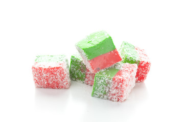 Tasty Turkish delight isolated on white