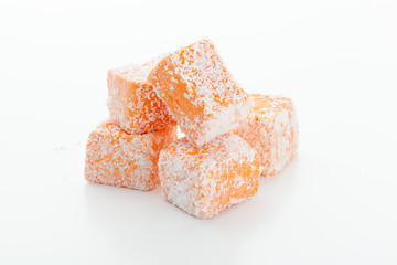 Tasty Turkish delight isolated on white