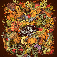 Cartoon vector hand drawn Doodle Thanksgiving illustration.