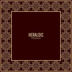 Vector heraldic frame oriental style. Square vector border for design.