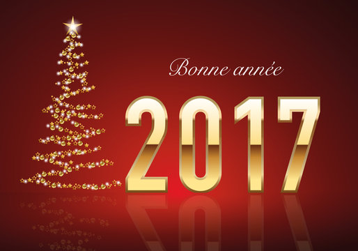 2017 - Carte de vœux - Sapin - Guirlande