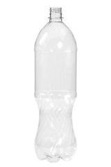 New, clean, empty plastic bottle on white background